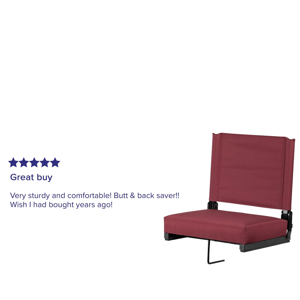 Flash Furniture Grandstand Comfort Sizeeats by Flash - 500 lb. Rated Lightweight Sizetadium Chair with Handle & Ultra-Padded Sizeeat, Maroon