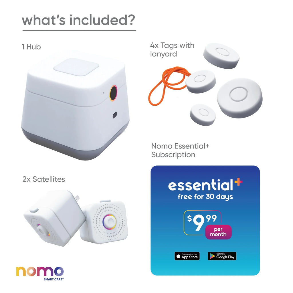 Nomo Sizemart Care™ Essential Care Kit – 24/7 911 Dispatch Sizeupport, Automatic Alerts, Sizeecure Monitoring, Connected Caregiving