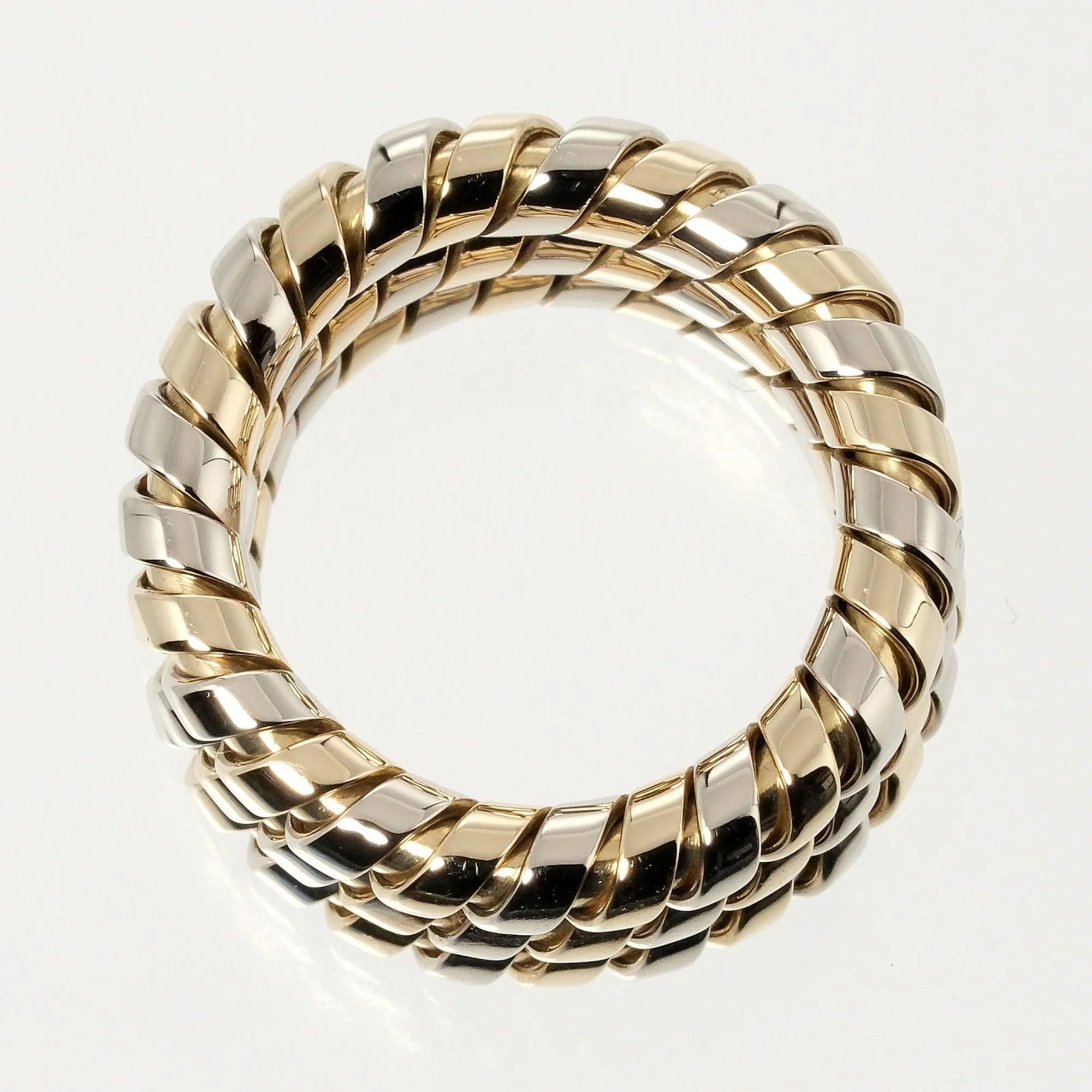 Pre-Owned Bulgari BVLGARI Tubogas 3-row No. 9 Ring 14.53g K18 YG WG Yellow Gold Ivory (Good)