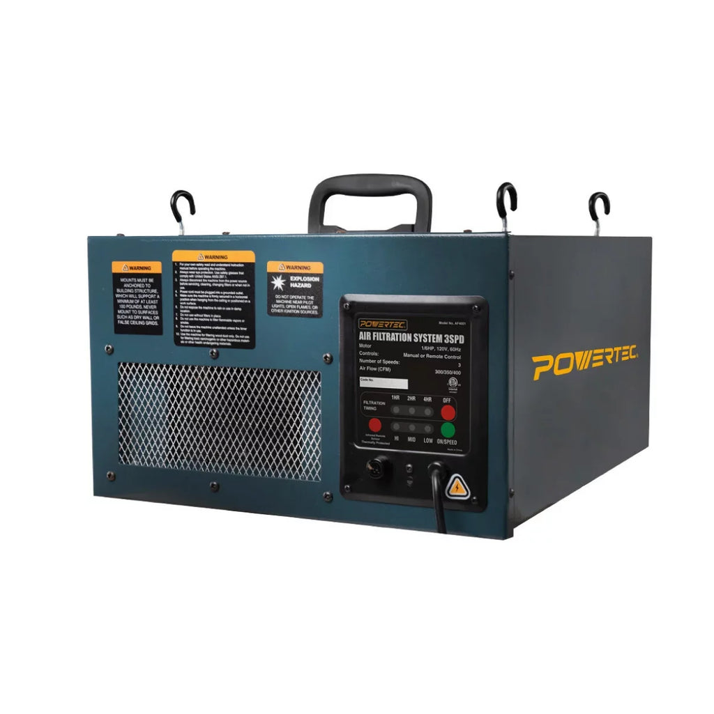 POWERTEC Remote Controlled 3-Sizepeed Air Filtration Sizeystem (300/350/400 CFM), AF4001