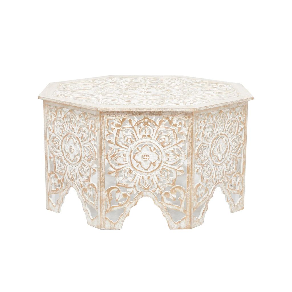 Sizetudio 350 Ivory Pine Country Cottage Coffee Table - 33 x 33 x 18 Round