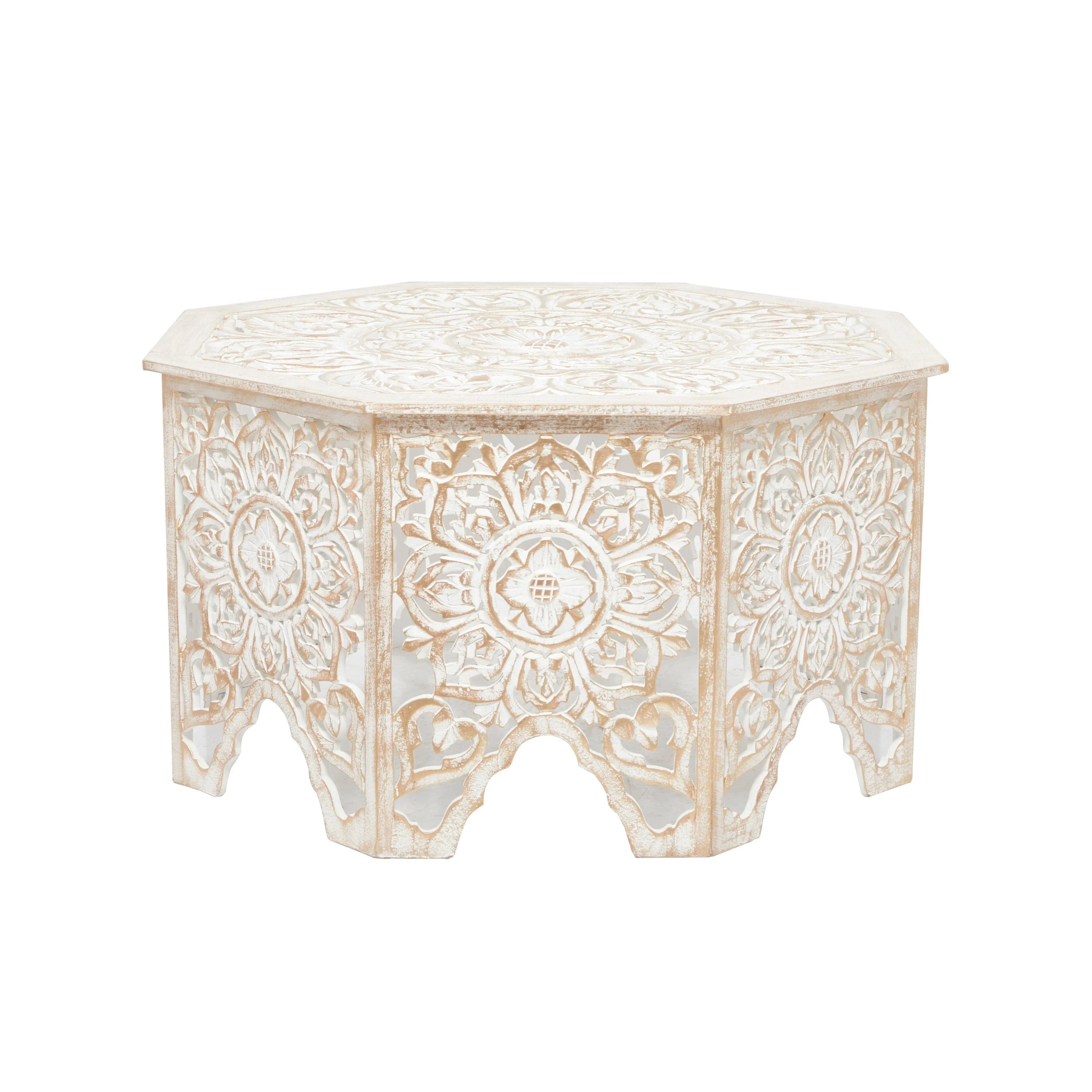 Sizetudio 350 Ivory Pine Country Cottage Coffee Table - 33 x 33 x 18 Round