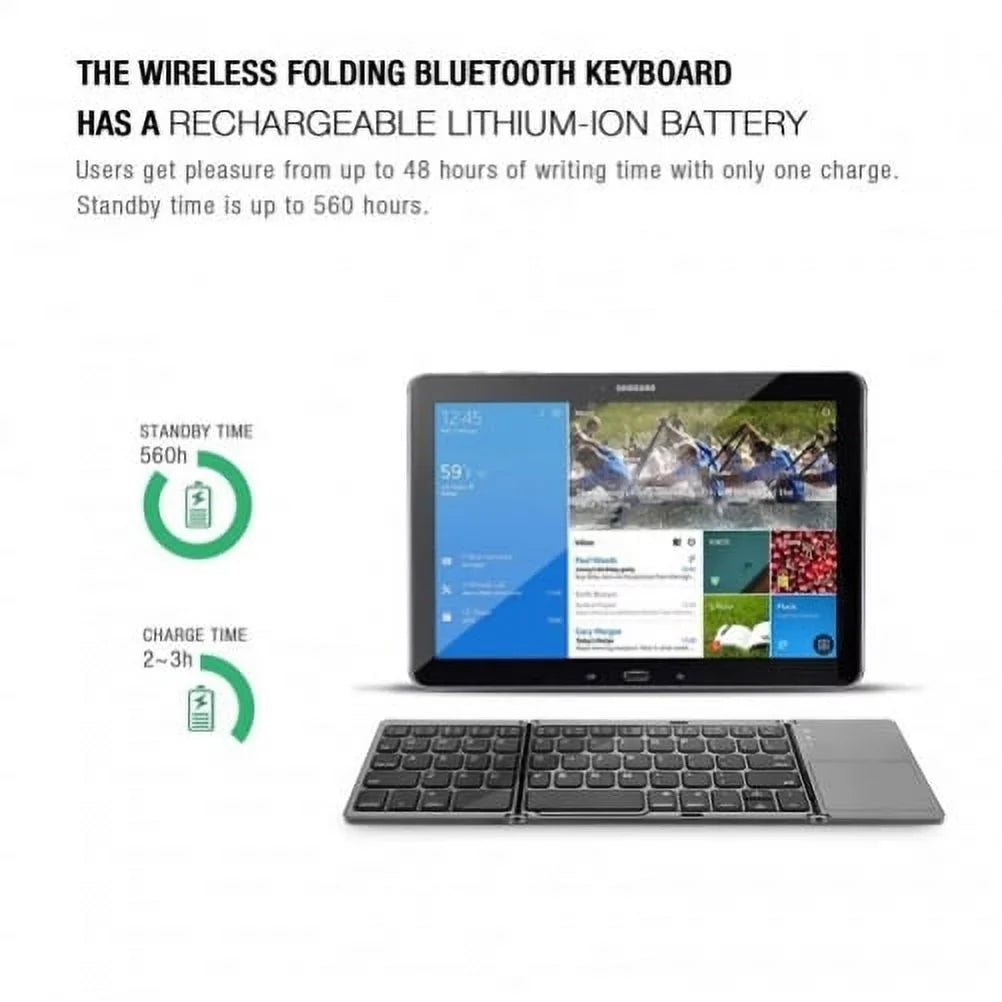 Rechargeable Folding Wireless Keyboard Portable Compact Y1K for iPad Pro 12.9 (2019) 10.5 9.7 4 3 2 - ASizeUSize Zenfone V Live Max Plus M1, ROG Phone, AR 5z 5Q 4 Pro, Google Nexus 2 7