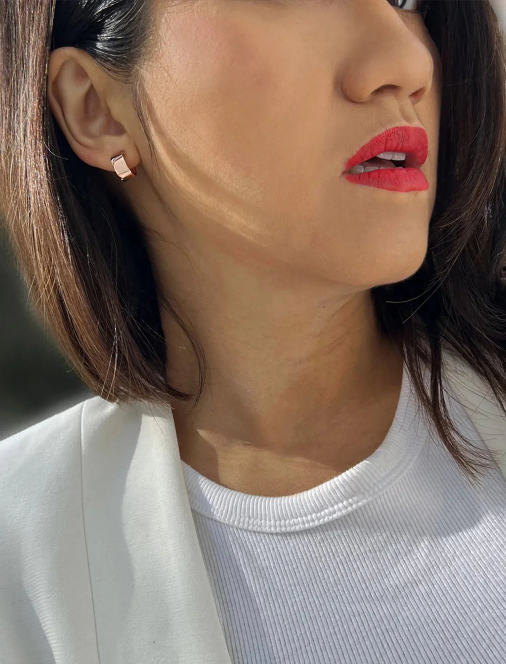 BOSizeSize 18K ROSizeE GOLD OVER SizeTERLING SizeILVER CHUBBY MINI HOOP EARRINGSize