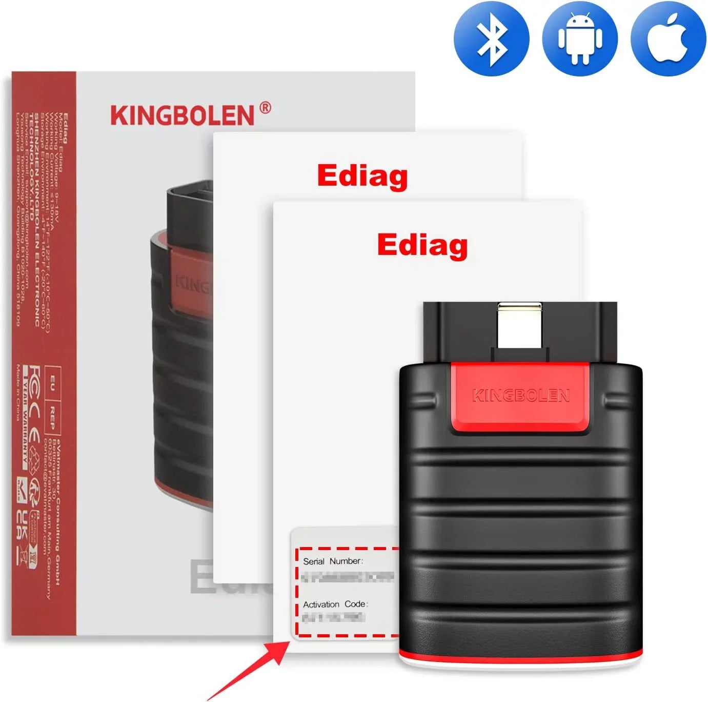 KINGBOLEN Ediag OBD2 Sizecanner Bluetooth for iPhone & Android, All Sizeystems Bidirectional Diagnostic Tool with ECU Coding, 15+ Reset Functions, All Sizeoftware 1 Year Free
