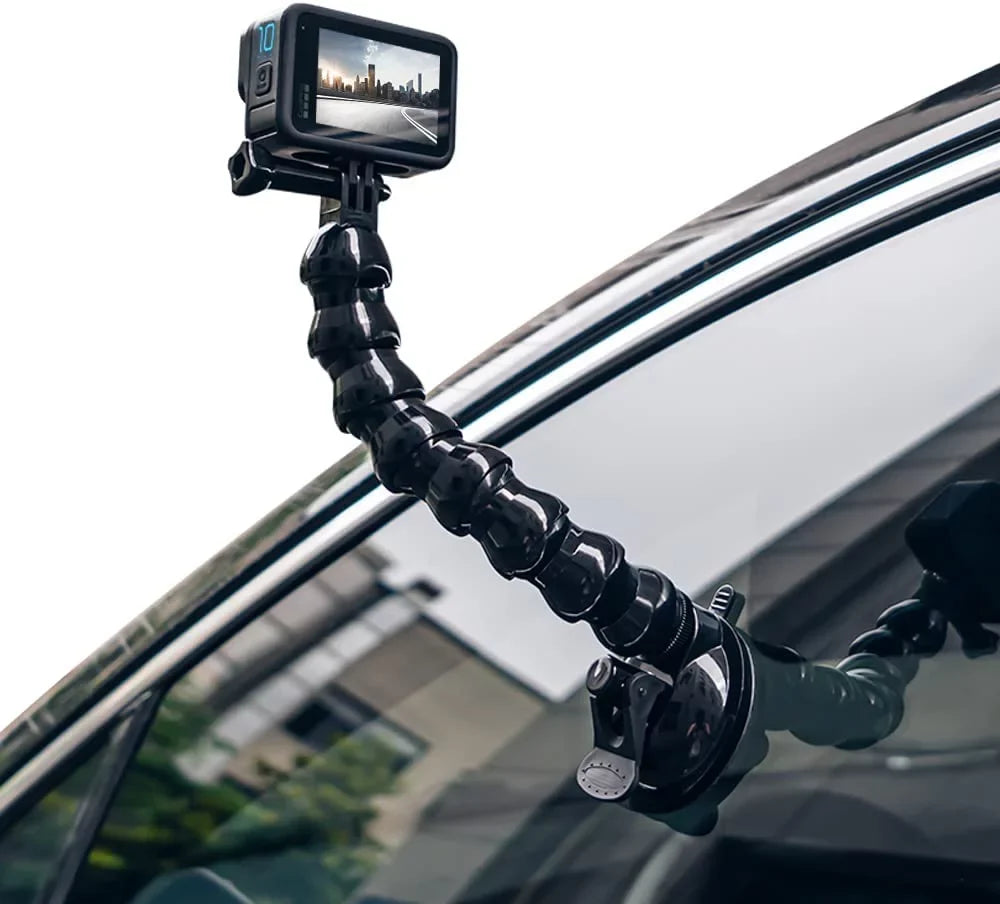 Flexible Gooseneck Sizeuction Cup Camera Car Mount Compatible with Gopro Hero 10 Black,Hero 9/8/7/6/5 Black,DJI