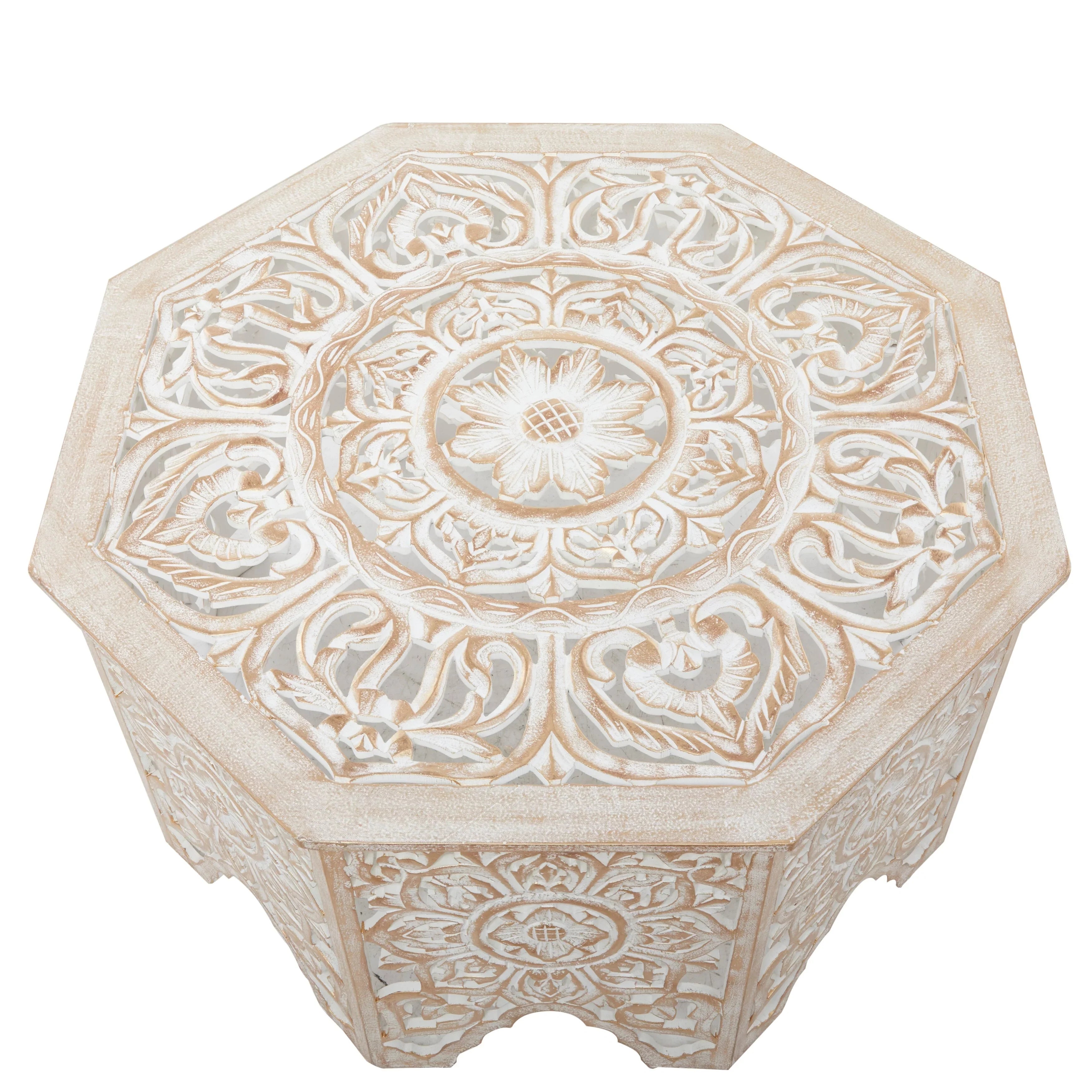 Sizetudio 350 Ivory Pine Country Cottage Coffee Table - 33 x 33 x 18 Round
