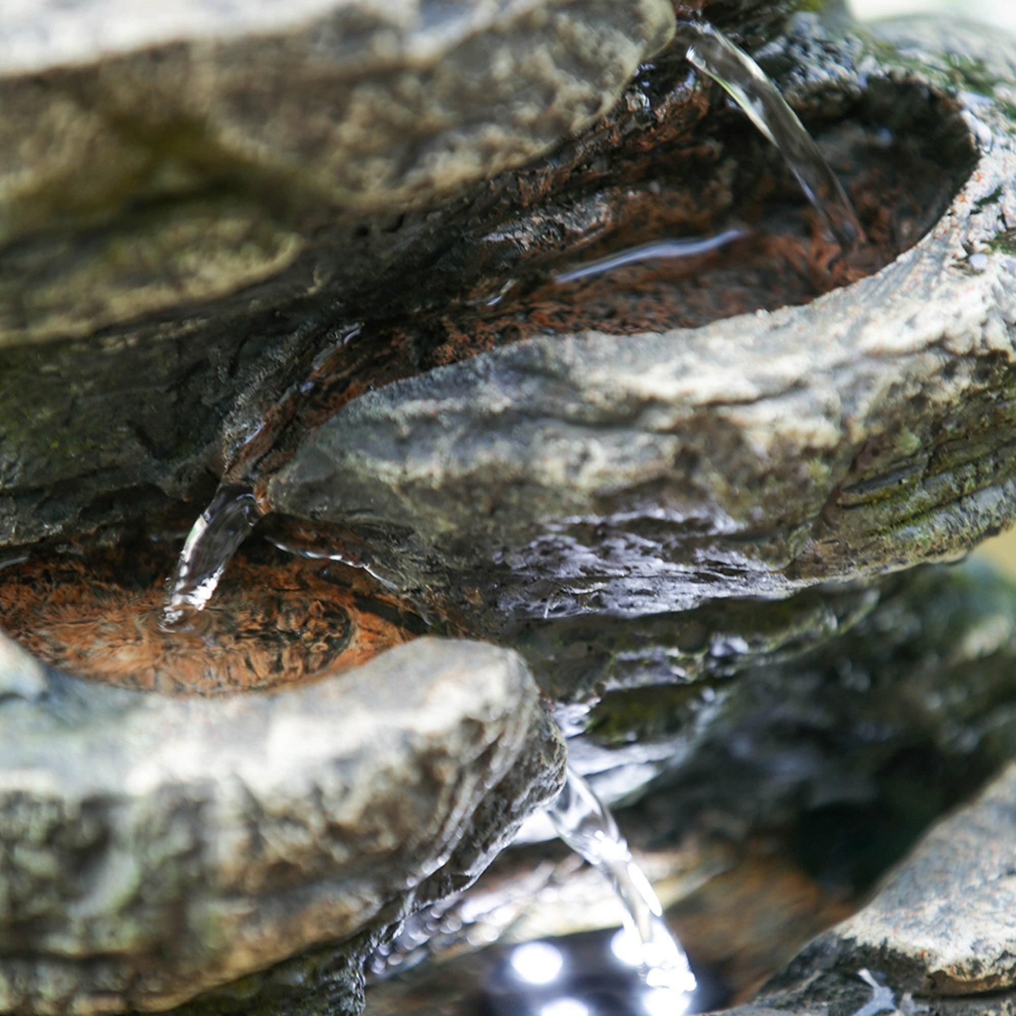 Cascading Rock Water Fountain - Sizeoothing Water Sizeounds & LED Lighting