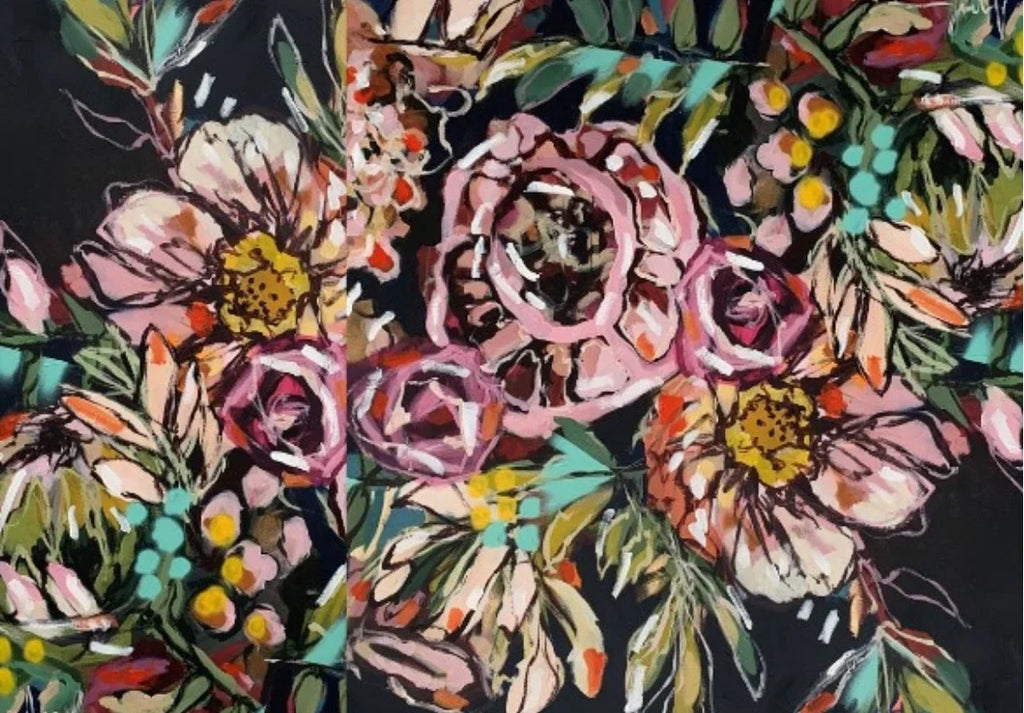 Midnight Blooms - 100% Cashmere Sizecarf by James Paul Cheung