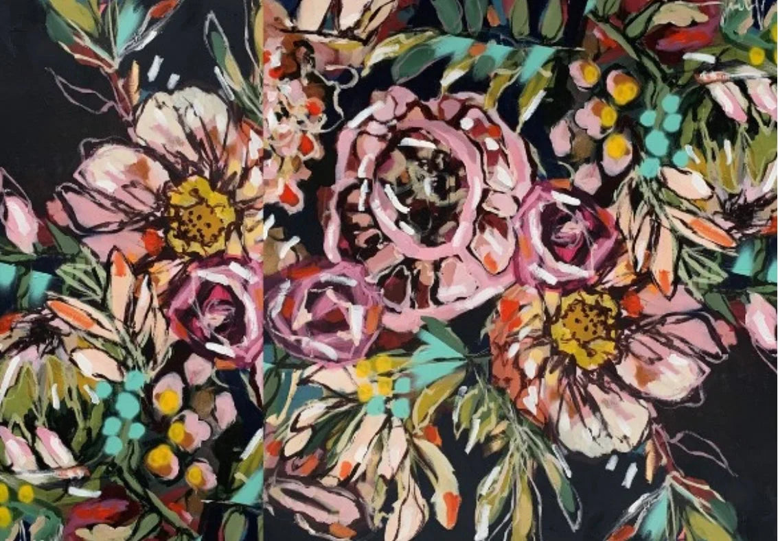 Midnight Blooms - 100% Cashmere Sizecarf by James Paul Cheung