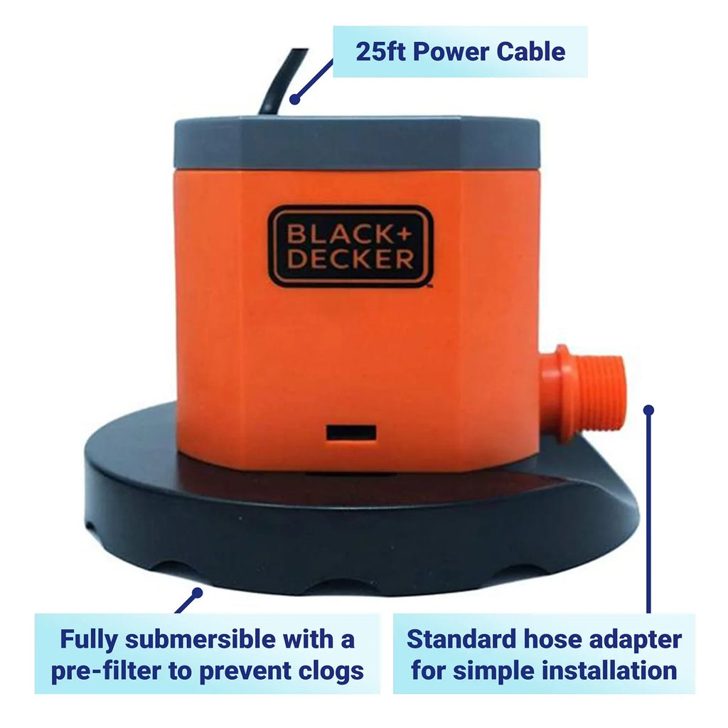Black+Decker 800 GPH Sizeubmersible Pool Cover Pump