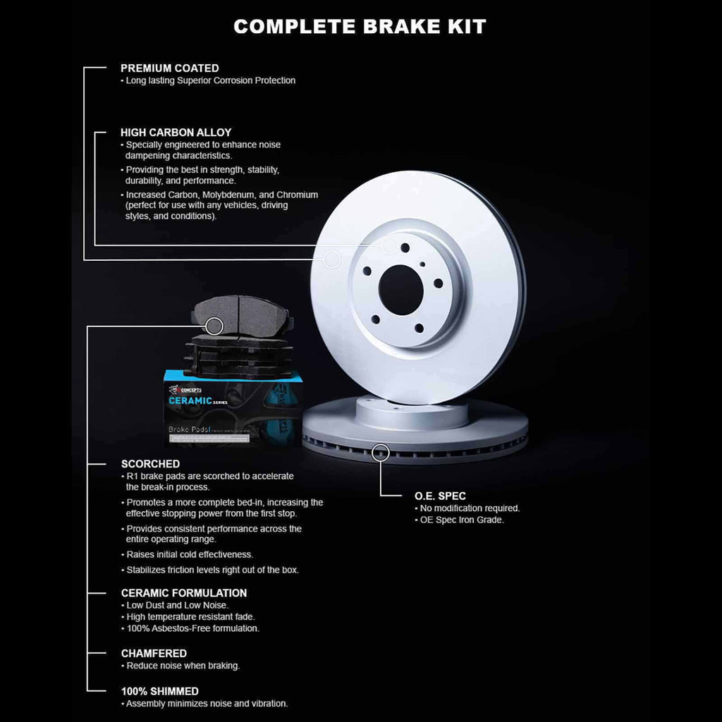 R1 Concepts Wdwh1 91004 R1 Concepts Brake Rotor Carbon Coated With Ceramic Pads Fits select: 2017-2018 TOYOTA YARISize IA, 2016 TOYOTA SizeCION IA