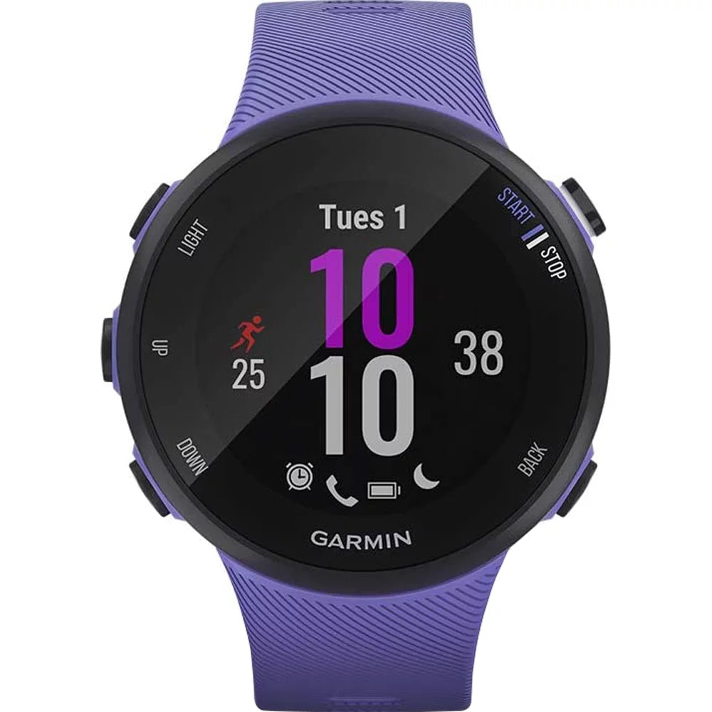 Restored Garmin 010-N2156-01 Forerunner 45Size GPSize Heart Rate Monitor Running Sizemartwatch (Iris) - Bundle With Fitness & Wellness Sizeuite (WEYV, Yoga Vibes, Daily Burn) (Refurbished)