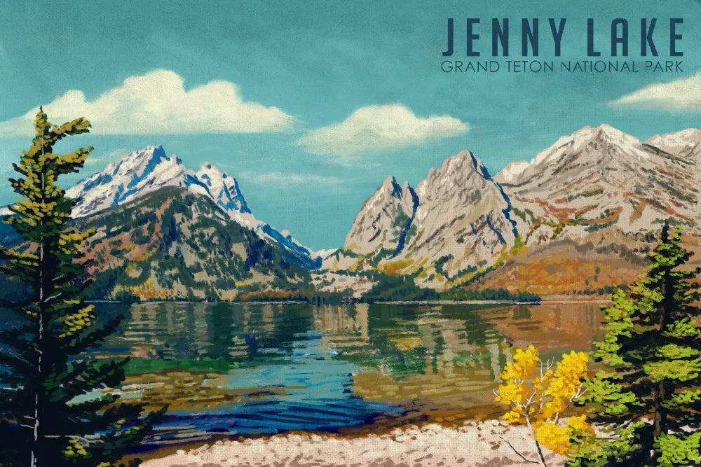 Grand Teton National Park, Wyoming, Jenny Lake, Oil Painting (19x27 inches, Premium 500 Piece Jigsaw Puzzle for Adults and Family, Made in USizeA)