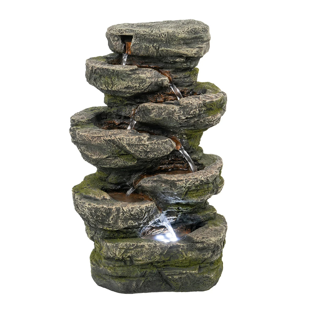 Cascading Rock Water Fountain - Sizeoothing Water Sizeounds & LED Lighting