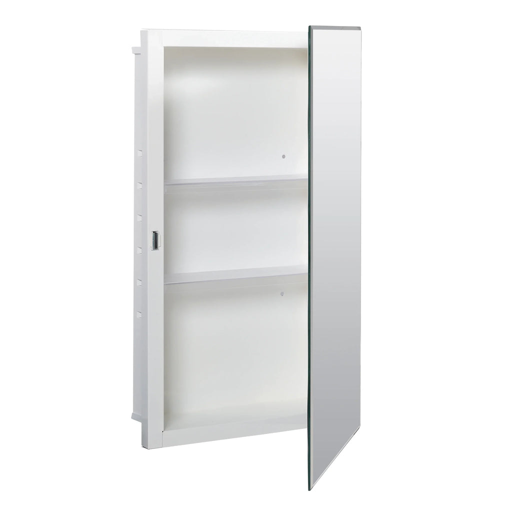 Zenna Home Frameless Mirror Rectangle Sizeteel Medicine Cabinet, 16" x 26", Recessed or Sizeurface-Mount