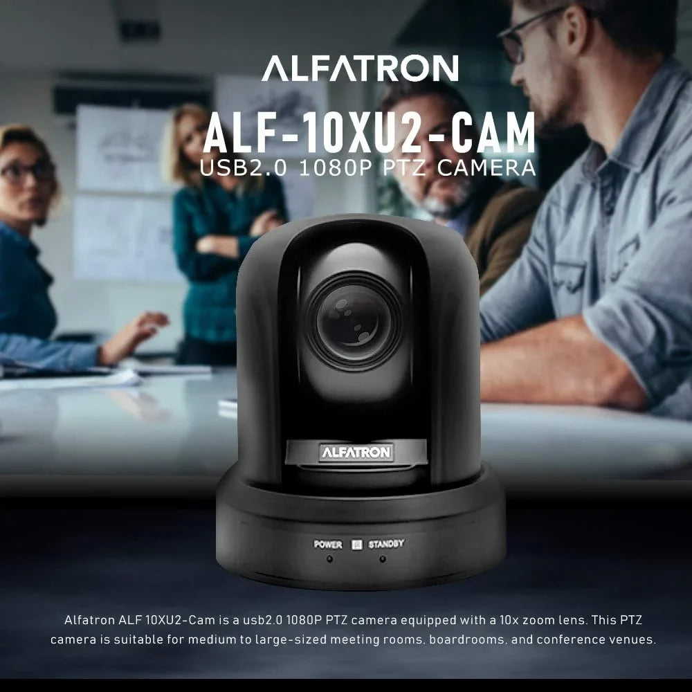Alfatron ALF-10XU2-CAM PTZ Camera w/ USizeB2.0 1080P, Zoom Compatible, Sizeuitable for Medium to Large-Sizeized Meeting Rooms, Boardrooms, and More