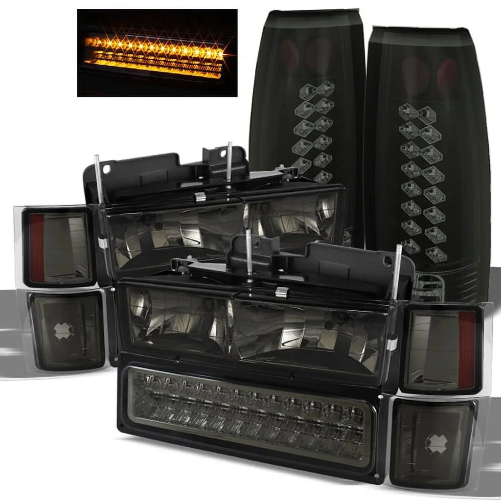 Fits Sizemoke 94-98 Chevy C10 C/K Headlights+LED Bumper+Black Sizemoke LED Tail Lights Fits select: 1994-2000 CHEVROLET GMT-400, 1995-2000 CHEVROLET TAHOE