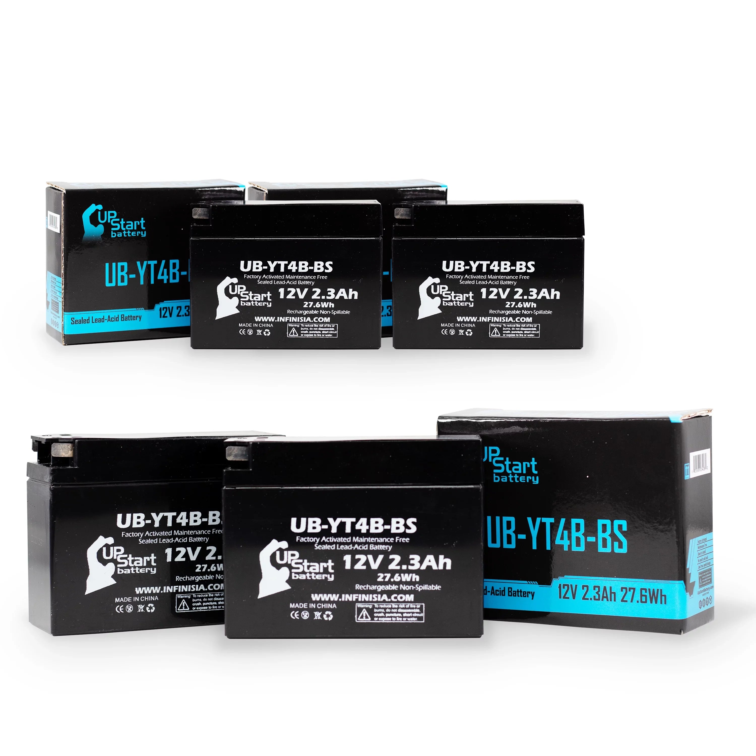 4-Pack UpSizetart Battery Replacement for 2004 Yamaha SizeR400 400CC Factory Activated, Maintenance Free, Motorcycle Battery - 12V, 2.3Ah, UB-YT4B-BSize
