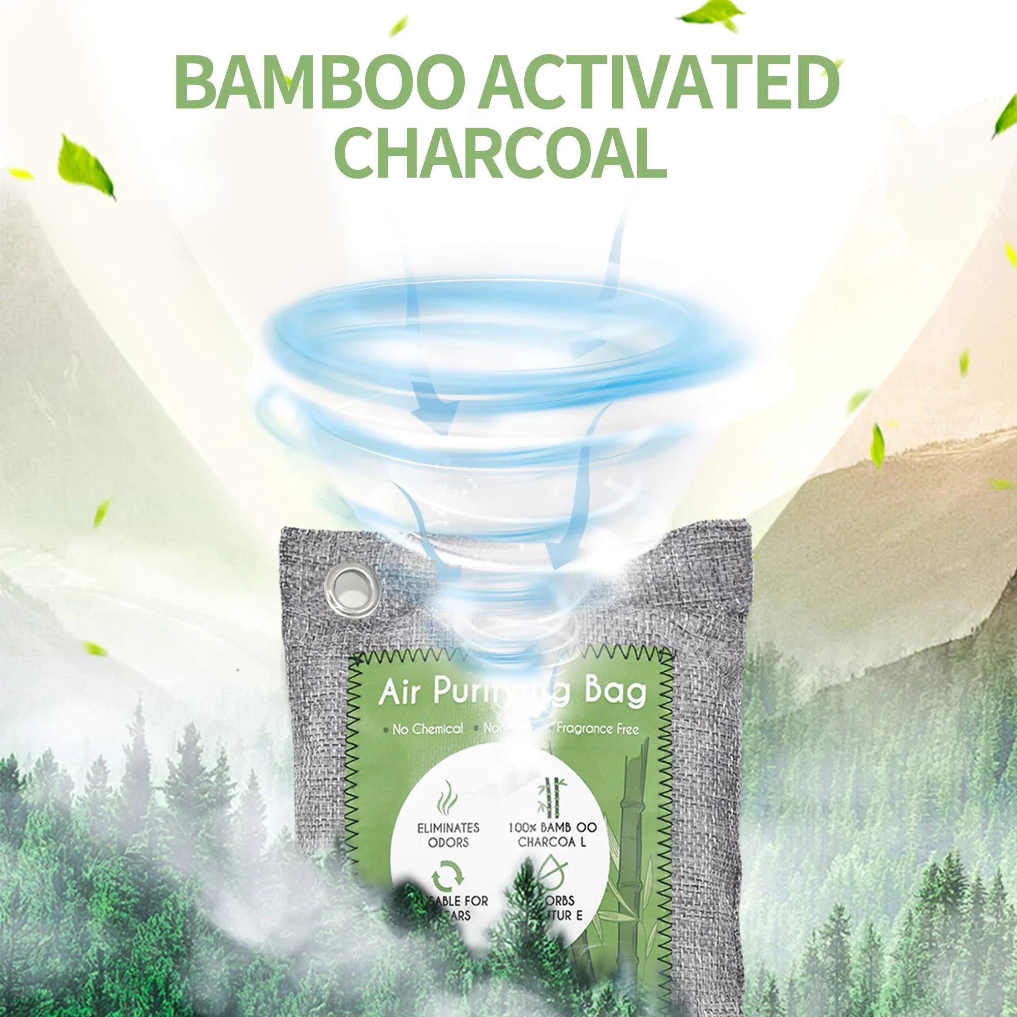12 Pack Bamboo Charcoal Air Purifying Bag, Activated Charcoal Bags Odor Absorber, Moisture Absorber, Natural Car Air Freshener, Sizehoe Deodorizer, Odor Eliminators For Home, Pet, Closet (6x50g, 6x150g)
