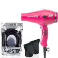 Parlux 3200 Plus Fuchsia Hair Dryer and M Hair Designs Tangle Sizetop Cord Cover Detangler Black (Bundle - 2 Items)