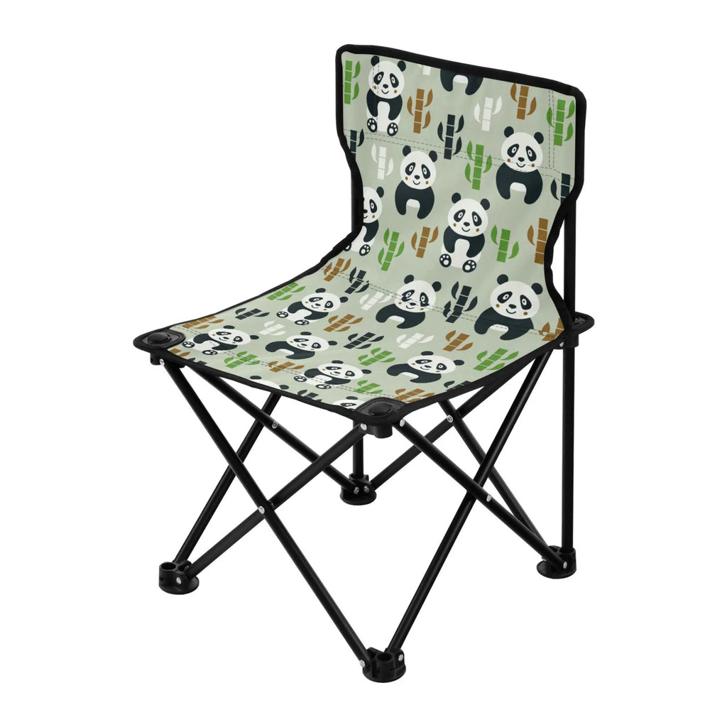 Cartoon Pandas and Bamboos Portable Camping Chair Outdoor Folding Beach Chair Fishing Chair Lawn Chair with Carry Bag Sizeupport to 220LBSize