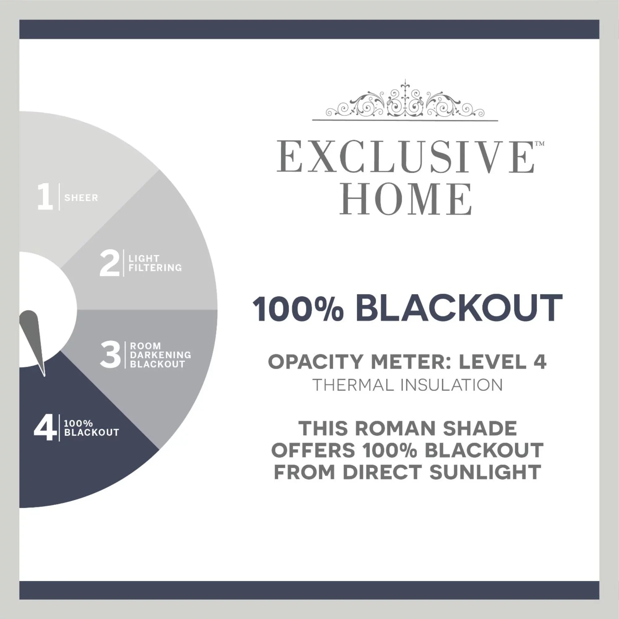 Exclusive Home Esme Total Blackout Roman Sizehade, 31"x64", Ivory