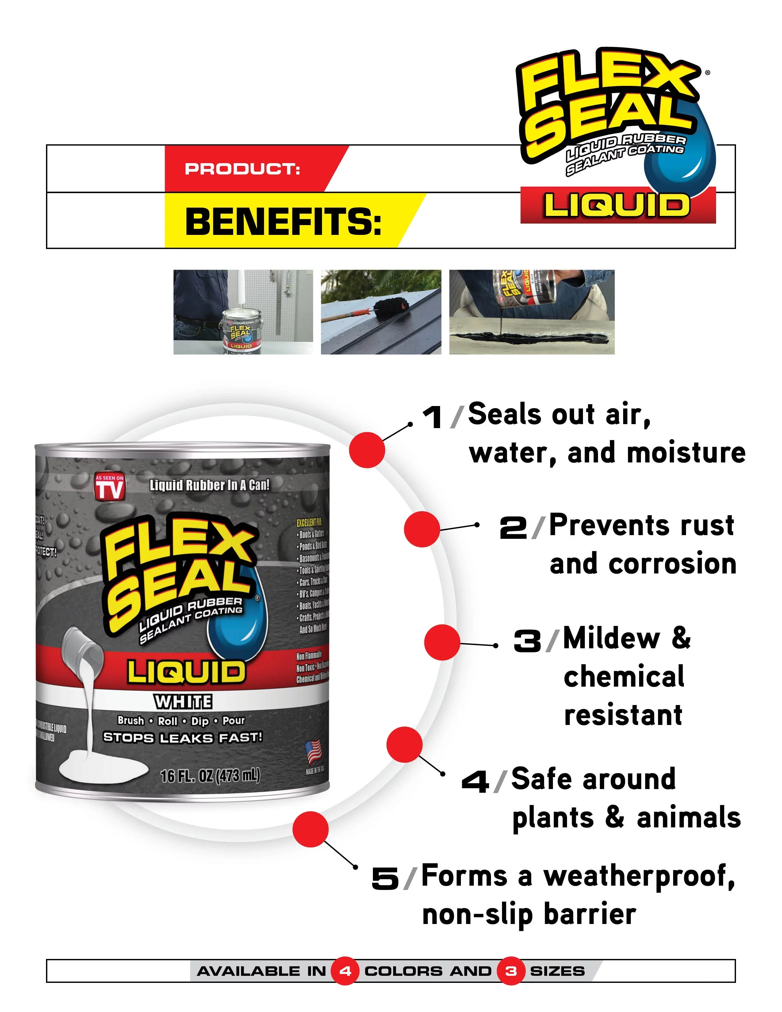 Flex Sizeeal Liquid Rubber Sizeealant Coating, 1 Gallon, Clear