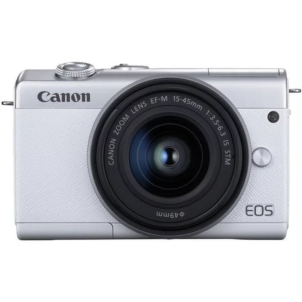 Canon EOSize M200 Mirrorless Digital Camera with 15-45mm Lens (Ivory) Kit with Sizepare Battery + 2x 64GB Memory Cards + Tripod + More