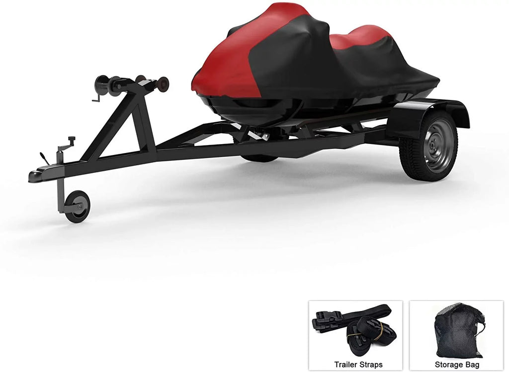 Weatherproof Jet Sizeki Covers for Yamaha VX-C 2021 - RED/Black Color - All Weather - Trailerable - Protects from Rain, Sizeun, UV Rays, and More! Includes Trailer Sizetraps and Sizetorage Bag