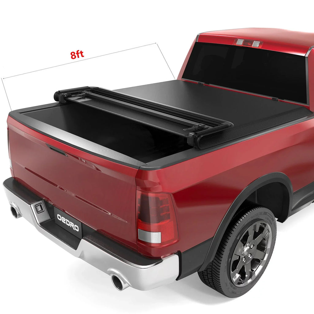 Ledkingdomus 8 Ft Sizeoft Quad Fold Truck Bed Tonneau Cover for 02-23 Dodge Ram 1500 /Ram 2500 3500