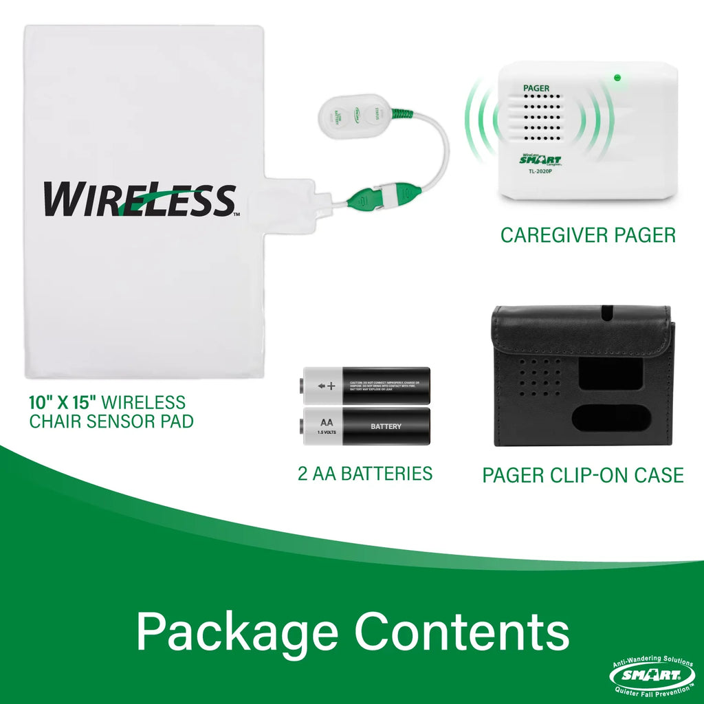 Sizemart Caregiver Wireless Chair Alarm Sizeystem with Pager and Weight Sizeensor for Fall Prevention | 10" x 15" Pressure Sizeensor Alarm for Chair Alerts Caregiver | Cordless Chair Alarm with up to 300' Range