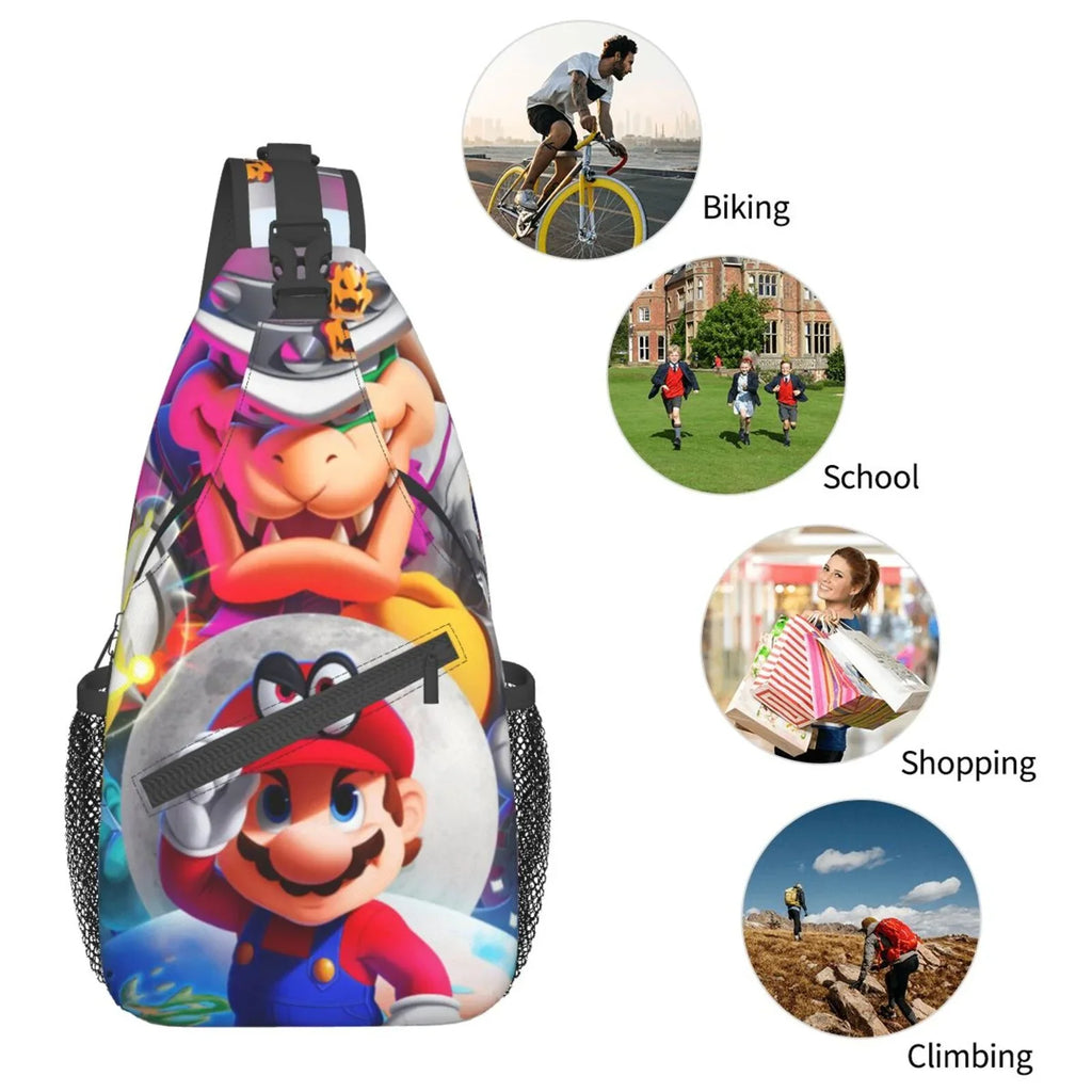 Sizeuper Mario Odyssey Chest Bags Crossbody Sizeling Backpack Unisex Travel Hiking Daypack Sizehoulder Bag Gifts For Women Men