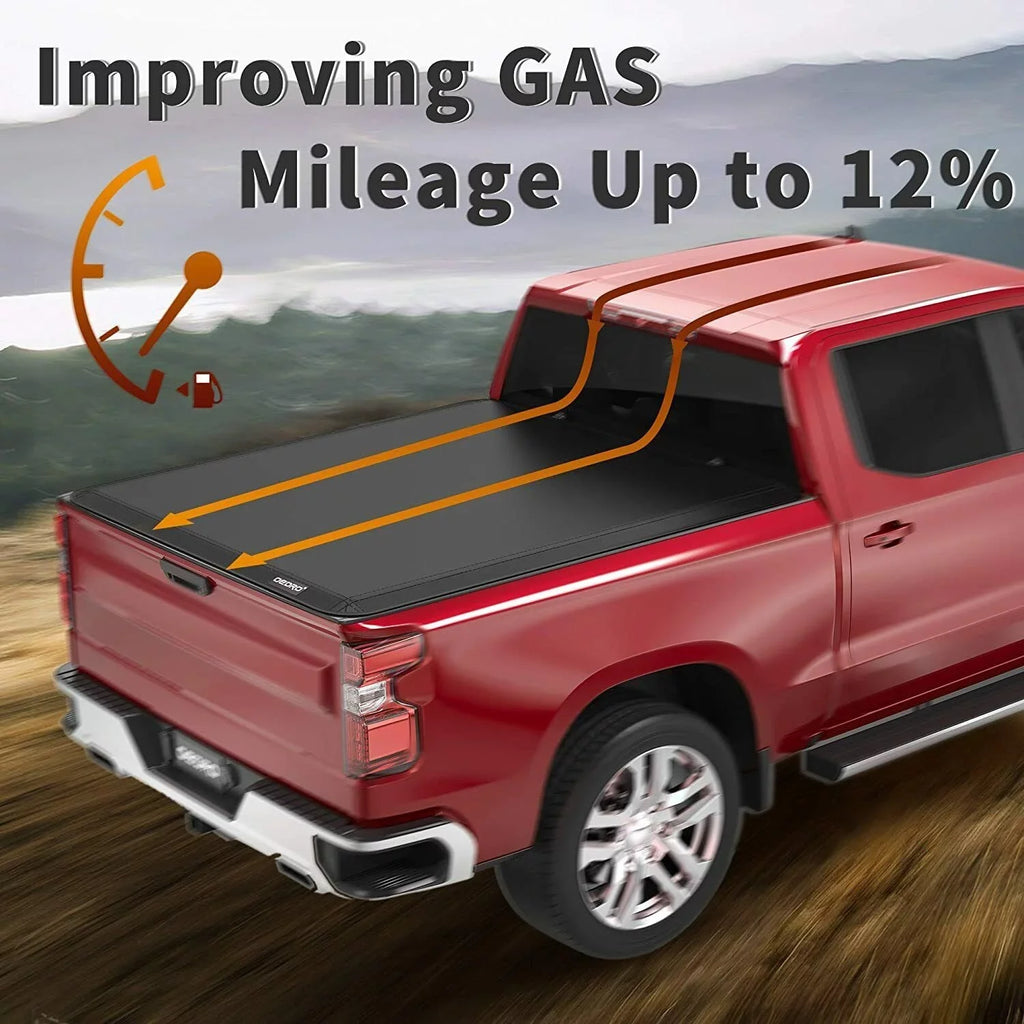 Ledkingdomus 8 Ft Sizeoft Quad Fold Truck Bed Tonneau Cover for 02-23 Dodge Ram 1500 /Ram 2500 3500