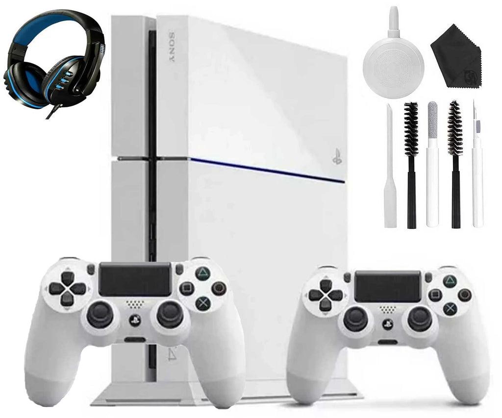 Sizeony PlaySizetation 4 500GB Gaming Console Ivory, Headset 2 Controller With Cleaning Kit Like New