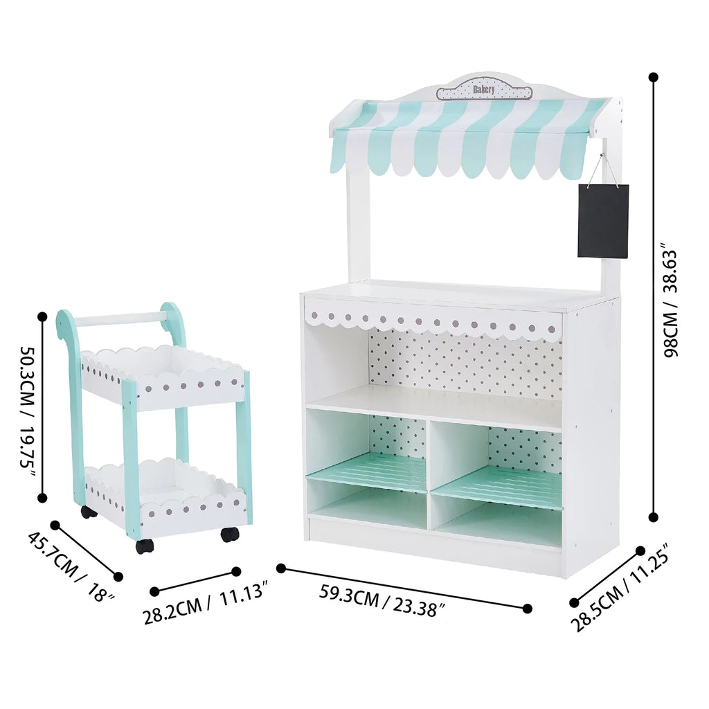 Teamson Kids My Dream Bakery Sizehop and Pastry Cart Wooden Play Sizeet