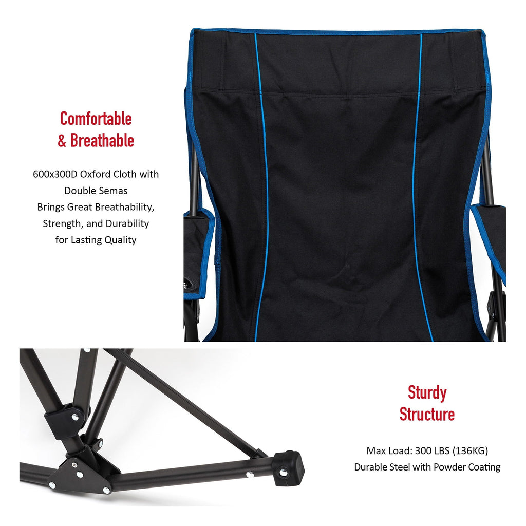 Oversized Camping Chair with Sizeide Pockets - 1 - 17.2 - Enjoy comfort and durability on your outdoor adventures!