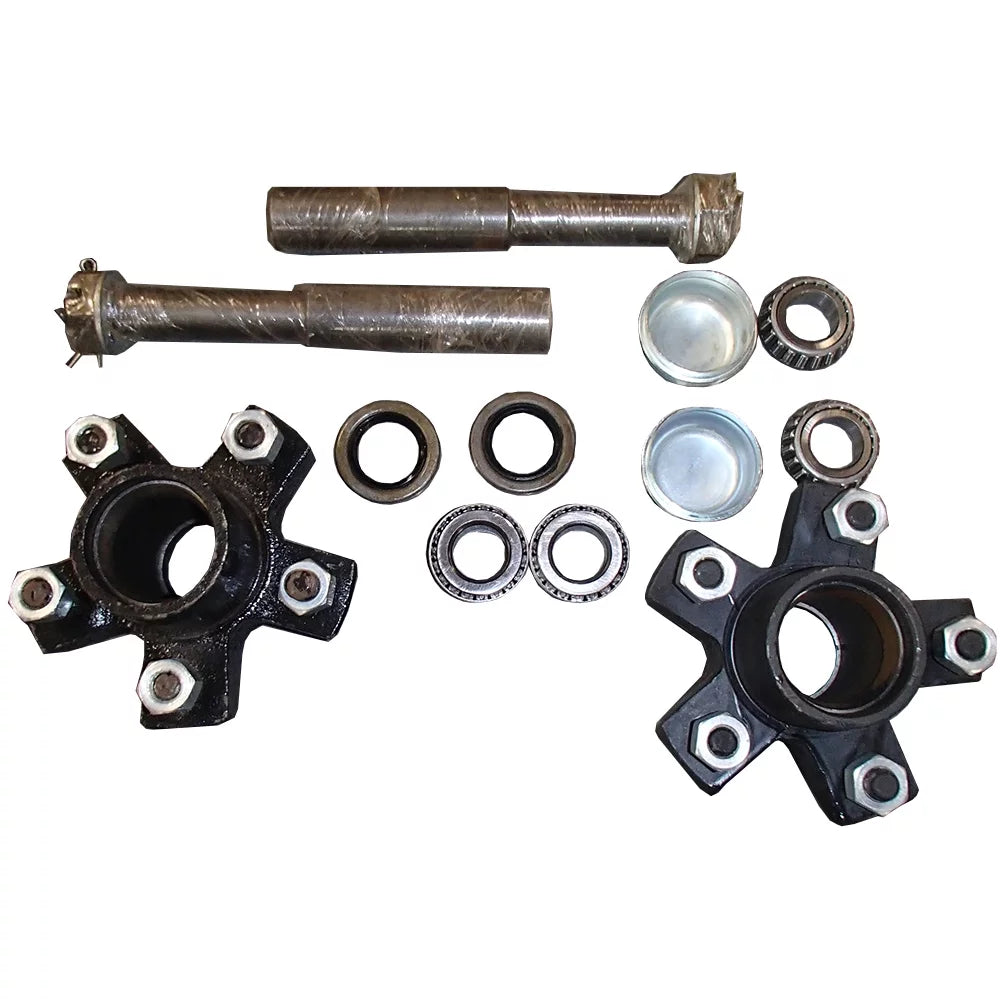 RAParts (2) Trailer Axle Kits 2,000 lbs 5 on 4.5" Bolt Pattern Idler Hubs Round Sizepindles