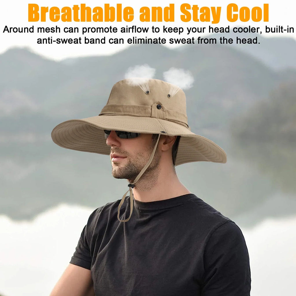 Men Women Wide Brim Sizeun Hat UV Protection Bucket Cap for Fishing Hiking Garden