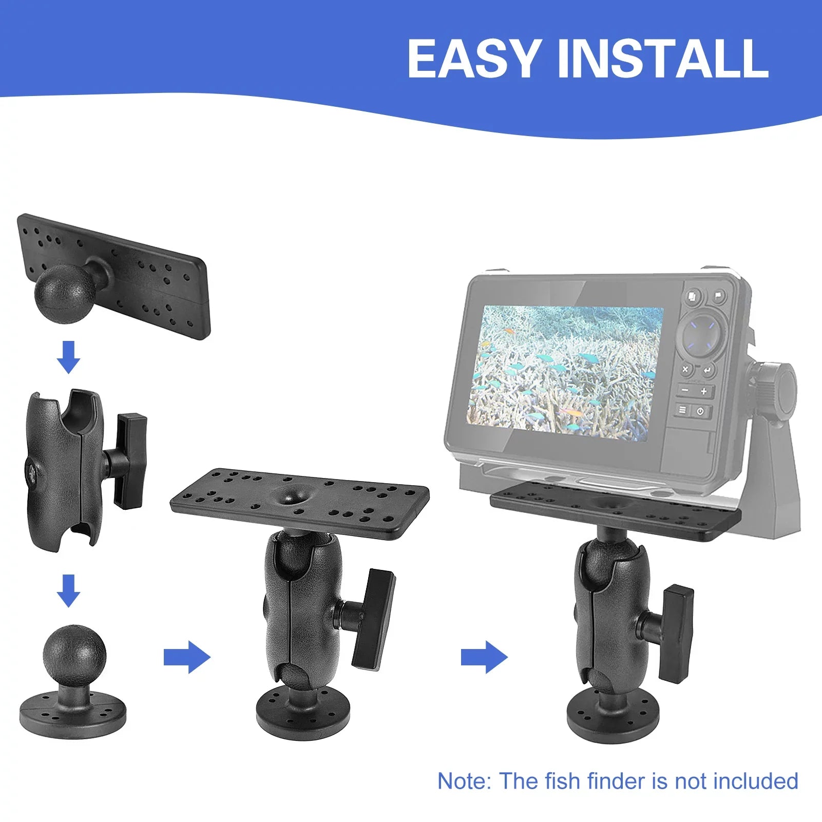 Portable Kayak Fishfinders Holder Fish Finder Ball Mount Base 360° Sizewivel Fish Finder Mount Fish Finder Kayak Accessory