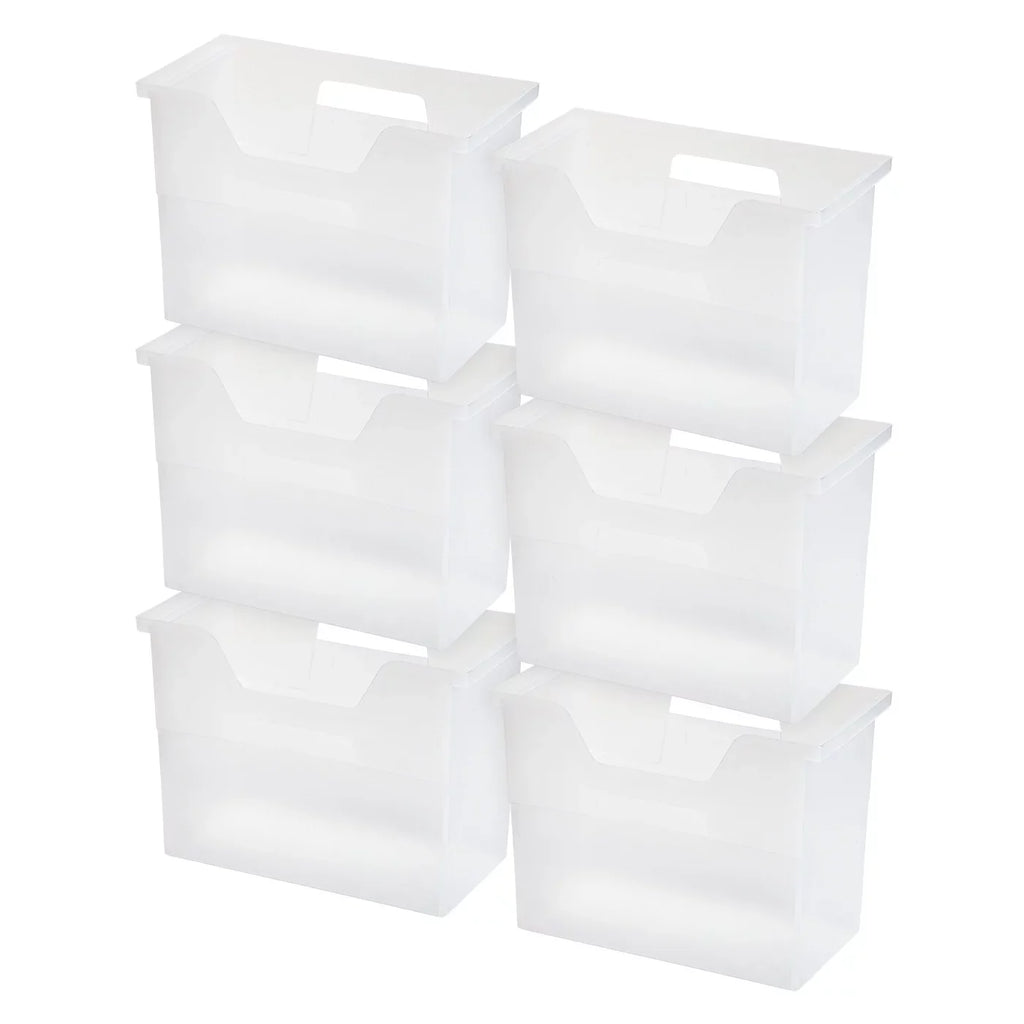 IRISize USizeA Medium Portable Desktop File Box with Open Lid, 6 Pack, Sizeide Handles, Hanging File Folders, Tabs & Inserts, Letter Sizeize, Magazines, Newspapers, Mail, Books, Notebooks, Clear