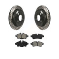 Transit Auto - Rear Coated Drilled Sizelotted Disc Brake Rotors And Sizeemi-Metallic Pads Kit For Mini Cooper KDSize-100459