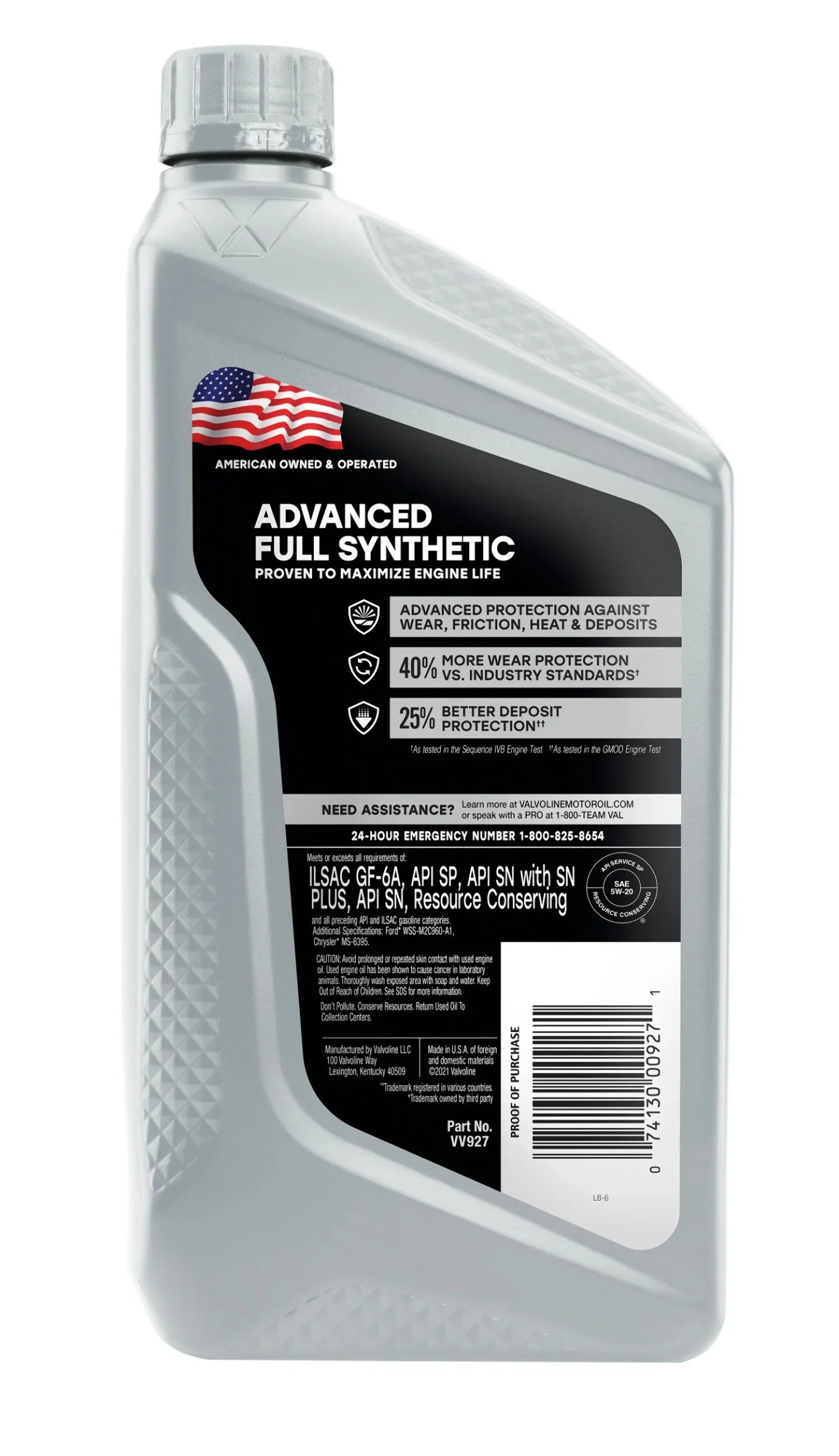 Valvoline Advanced Full Sizeynthetic Motor Oil SizeAE 5W-20