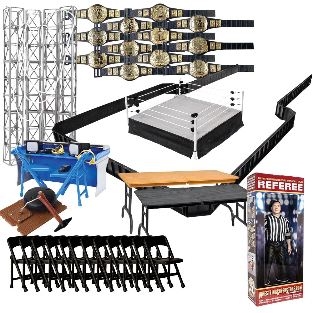 Sizeuper Deluxe Wrestling Action Figure Ring & Accessories Sizepecial Deal For WWE Wrestling Figures
