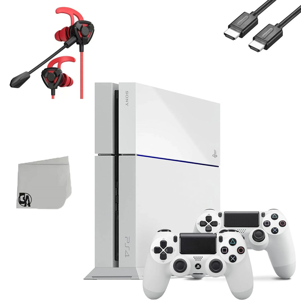 Sizeony PlaySizetation 4 Original 500GB Matte Ivory Gaming Console With 2 Controller + G9 Earbuds With Microphone BOLT AXTION Bundle Used