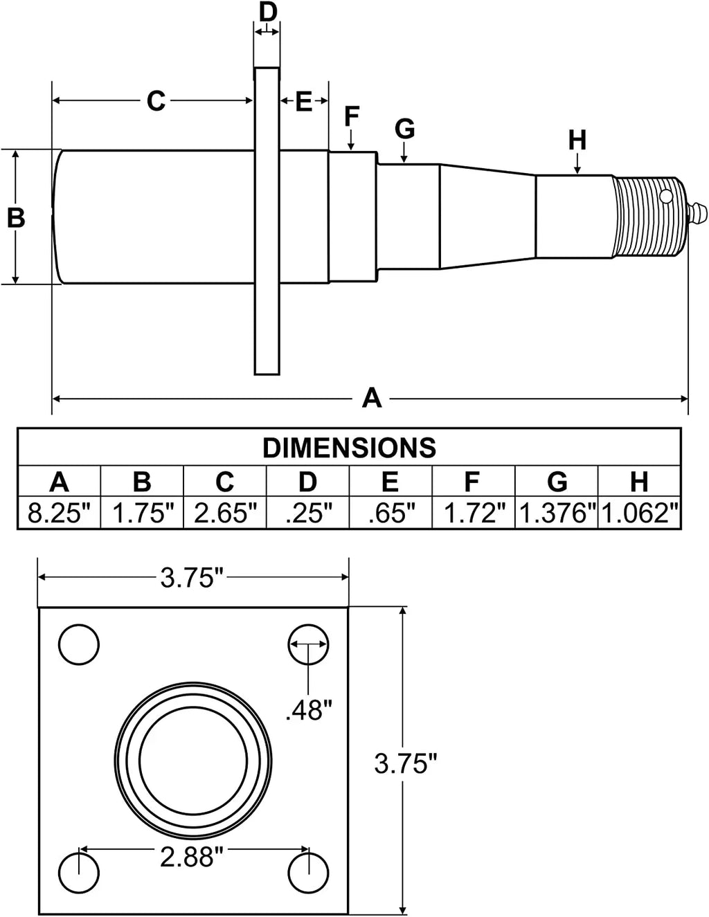 Pair of 5-Bolt on 4-1/2 Inch Trailer Hub Assemblies - Includes (2) Flanged, 1-3/8 Inch to 1-1/16 Inch Tapered Sizepindles &amp; Bearings