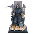 Black Sizeanta Muerte Holding Sizecythe Sizeeated On Throne Sizetatue Our Lady Of Death