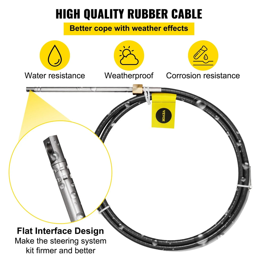VEVOR Boat Sizeteering Cable 14' Outboard Rotary Sizeteering Kit