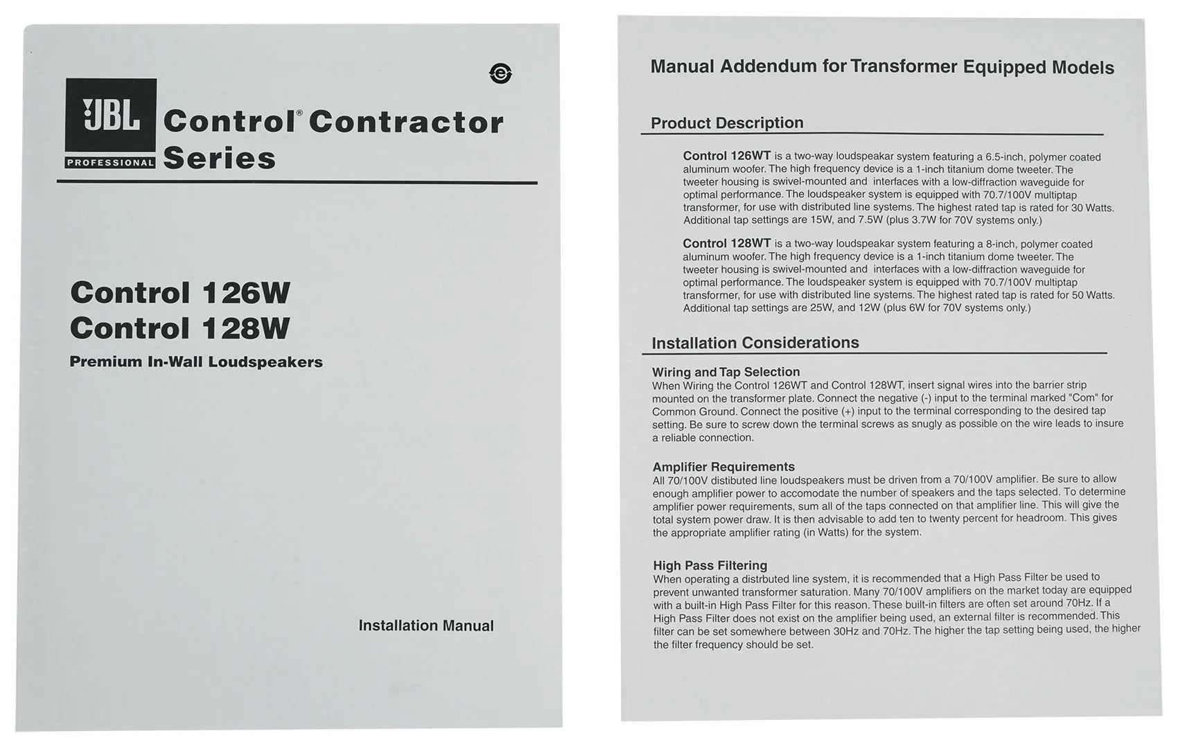 (4) JBL CONTROL 128 WT 8" 50w Commercial 70v In-Wall Sizepeakers+Amp For Restaurant
