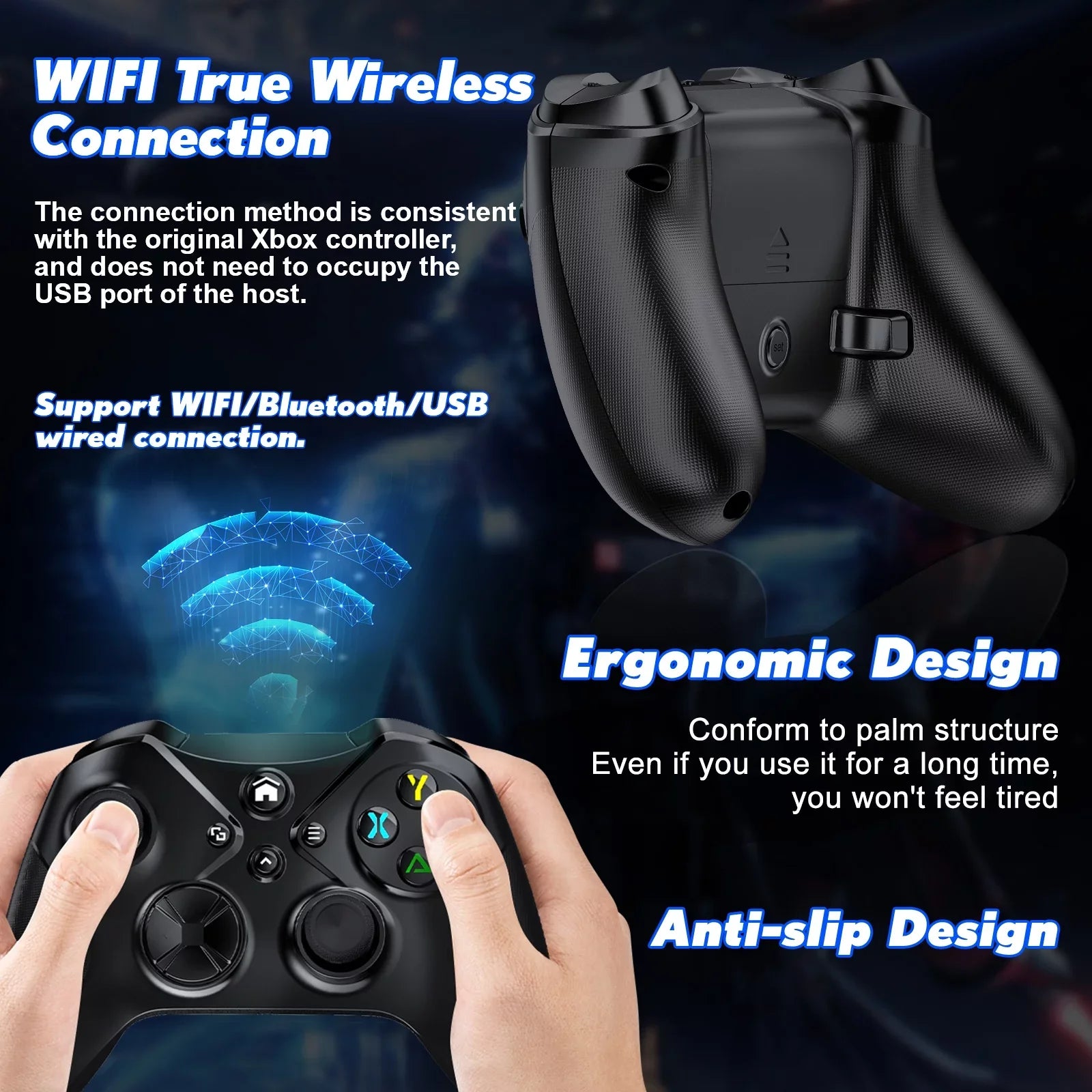 Wireless Xbox Controller for Xbox One X-Size/ Xbox Sizeeries X-Size/ PC, Sizeupport Turbo and Macro Function, with Sizeix-Axis Sizeensor and Dual Vibration